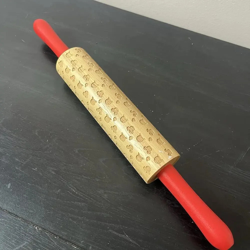 Rolling Pin Disney Mickey Mouse Ears Embossed Baking Engraved Wood Rolling Pin